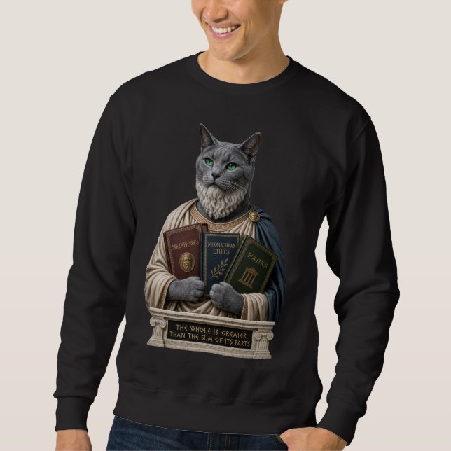 Sudadera Gato Aristoteles Azul Ruso (Anverso)