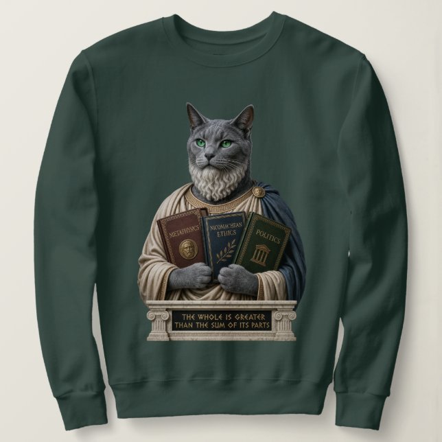Sudadera Gato Aristotélico Azul Ruso (Anverso del diseño)