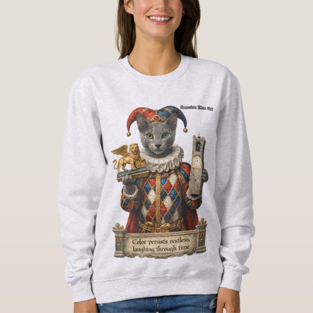 Sudadera Gato Arlequín Azul Ruso (Anverso)