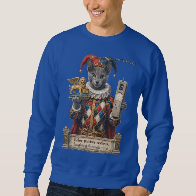 Sudadera Gato Arlequín Azul Ruso (Anverso)