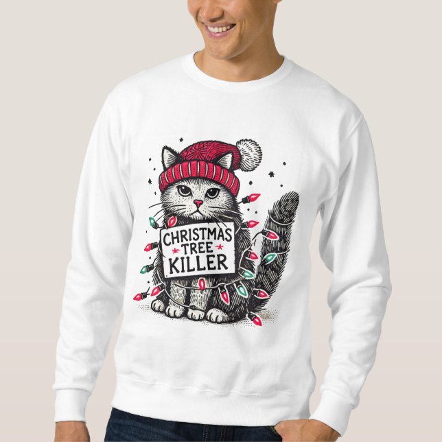 Sudadera gato asesino de árboles de navidad (Anverso)