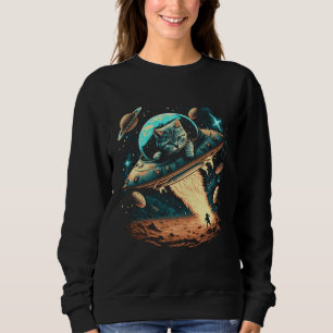 Sudadera Gato Astronauta Espacial Volando Ovni Alienígenas 