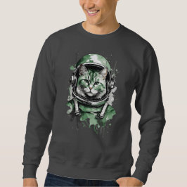 Sudadera Gato Astronauta Verde Splash