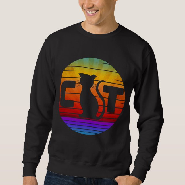 SUDADERA GATO ATARDECER VINTAGE (Anverso)