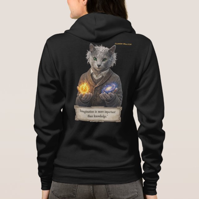 Sudadera Gato Azul Ruso Einstein - Imaginación (Reverso)