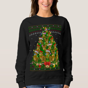 Sudadera Gato bengalí Navidad Iluminación Árbol Gato Bengal
