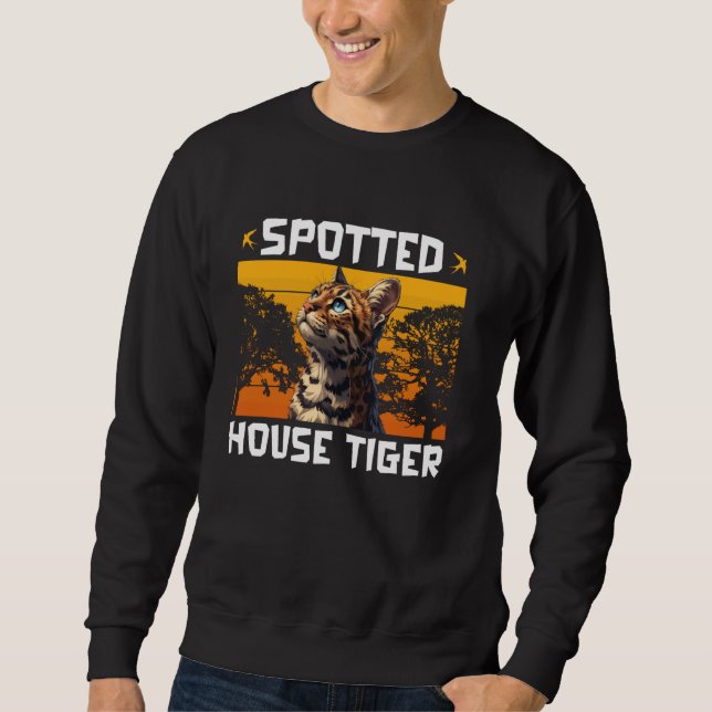 Sudadera Gato Bengalí SPOTING HOUSE TIGER Funny Bengal Cat  (Anverso)