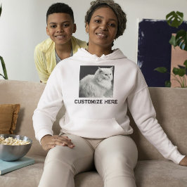 Sudadera Gato Blanco Esponjoso Lindo Sobre Texto Negro Ceni