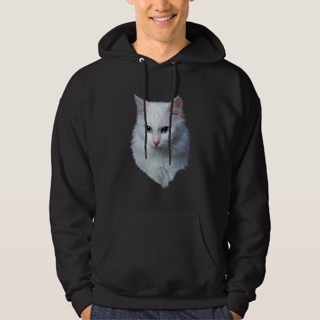 Sudadera Gato Blanco Furoso Con Ojos Azul Y Verde (Anverso)