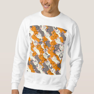 Sudadera Gato blanco negro jengibre patrón diagonal