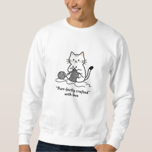 Sudadera Gato Blanco Negro Jugando con Hilo Amante del Arte