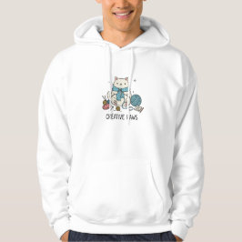 Sudadera Gato Blanco Tejiendo Suministros de Pasatiempo Inv