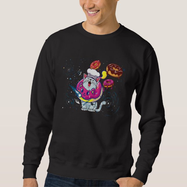 Sudadera Gato Bonito Dentro De Donut En Espacio Chicos Chic (Anverso)