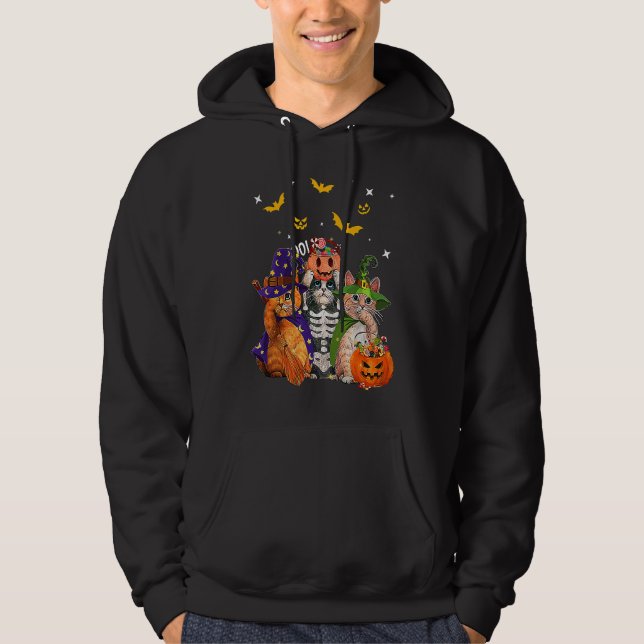 Sudadera Gato Bruja asusta Calabaza Bat Skeleton Magical Ha (Anverso)