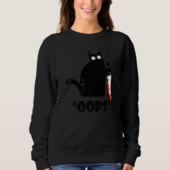 Sudadera Gato Ca Oops Gato Asesino Gato Negro Con Cuchillo (Anverso)