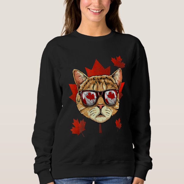 Sudadera Gato canadiense Maple Ree Leaf Canada Flag Kitten  (Anverso)