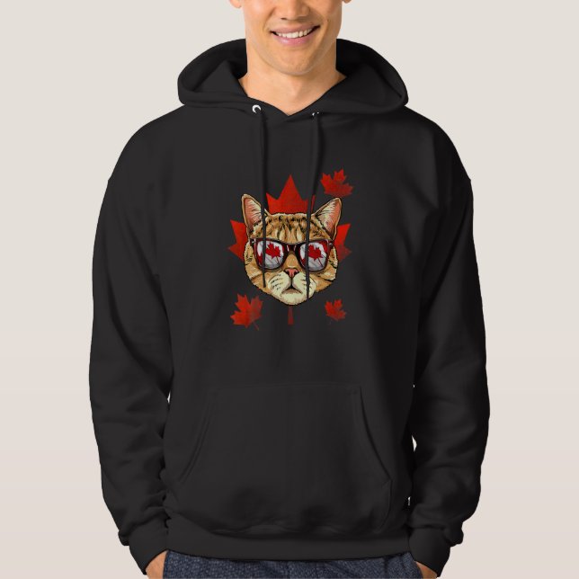 Sudadera Gato canadiense Maple Ree Leaf Canada Flag Kitten  (Anverso)