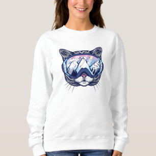 Sudadera Gato Cara de Gatito Lindo con Gafas de Esquí