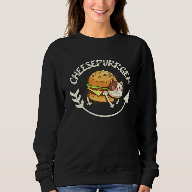 Sudadera Gato Cheeseburger Para Una Comida Rápida Y Hamburg (Anverso)