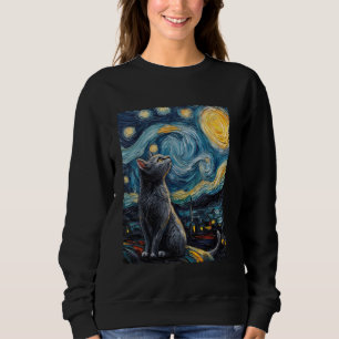 Sudadera Gato Colorido Noche Estrellada de Van Gogh