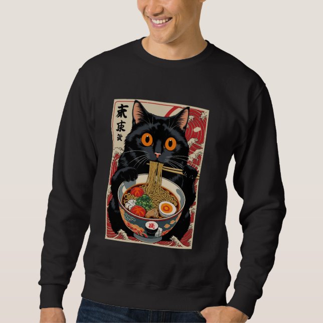 Sudadera Gato comiendo Ramen Funny (Anverso)