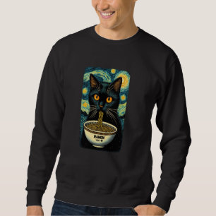 Sudadera Gato comiendo Ramen, Van Gogh de noche estrellada,
