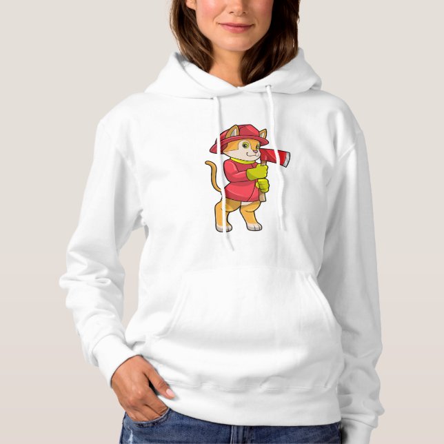 Sudadera Gato como bombero con hacha (Anverso)