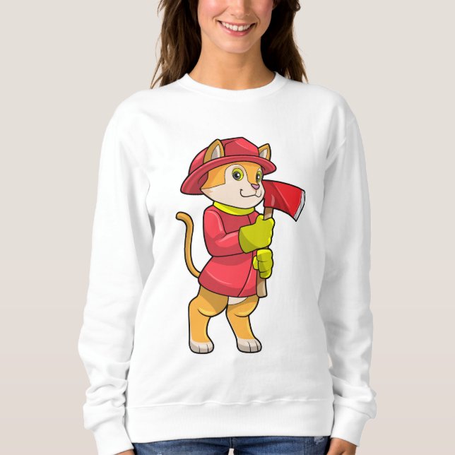 Sudadera Gato como bombero con hacha (Anverso)