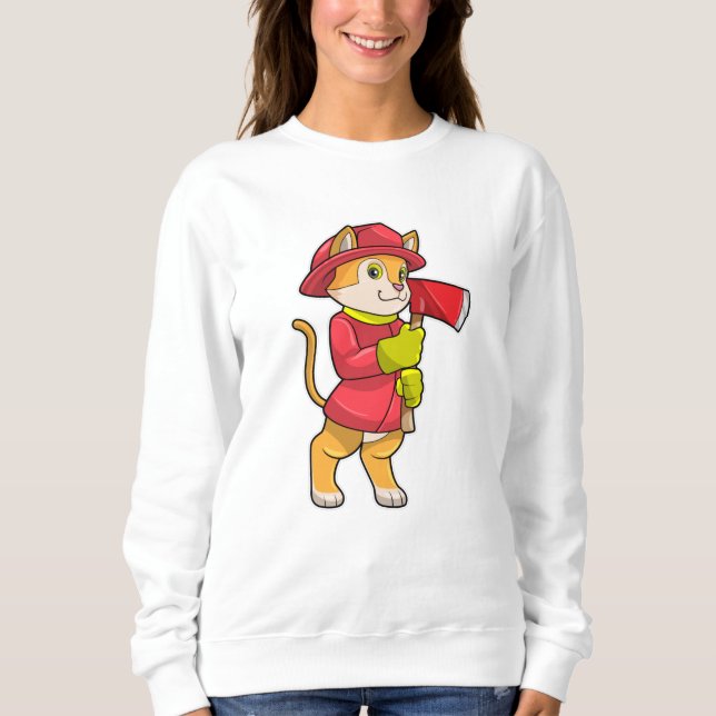 Sudadera Gato como bombero con hacha (Anverso)