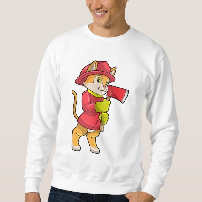 Sudadera Gato como bombero con hacha (Anverso)