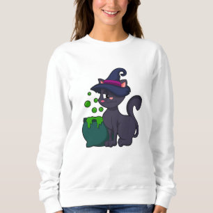 Sudadera Gato como bruja con Cauldron