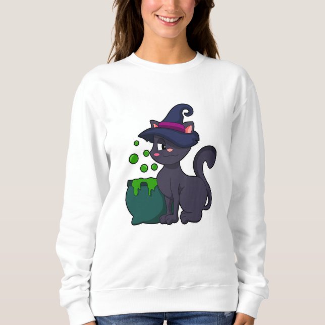 Sudadera Gato como bruja con Cauldron (Anverso)