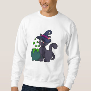 Sudadera Gato como bruja con Cauldron