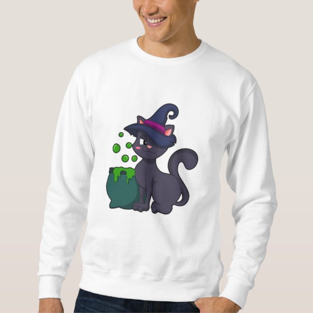 Sudadera Gato como bruja con Cauldron (Anverso)