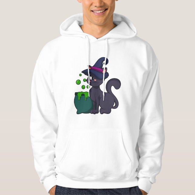 Sudadera Gato como bruja con Cauldron (Anverso)