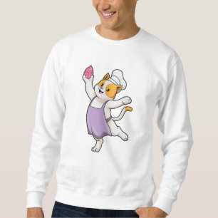 Sudadera Gato como cocinado con delantal y muffin de cocina