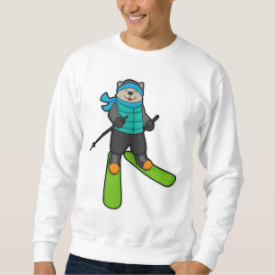 Sudadera Gato como esquiador con esquí
