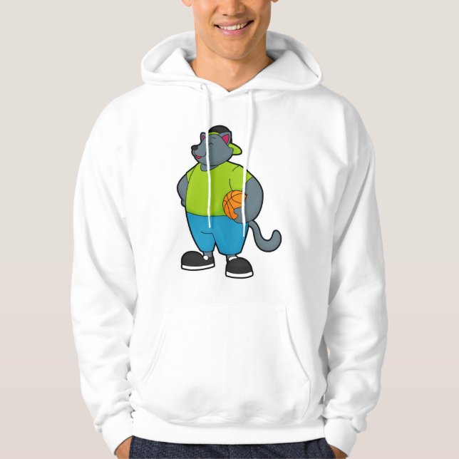 Sudadera Gato como jugador de baloncesto con baloncesto (Anverso)