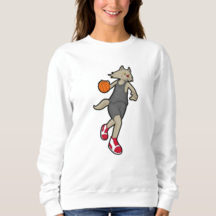 Sudadera Gato como jugador de baloncesto con baloncesto