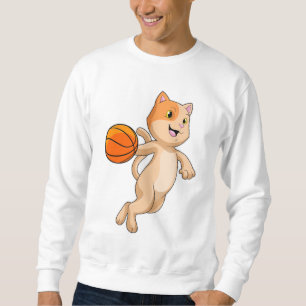 Sudadera Gato como jugador de baloncesto con baloncesto