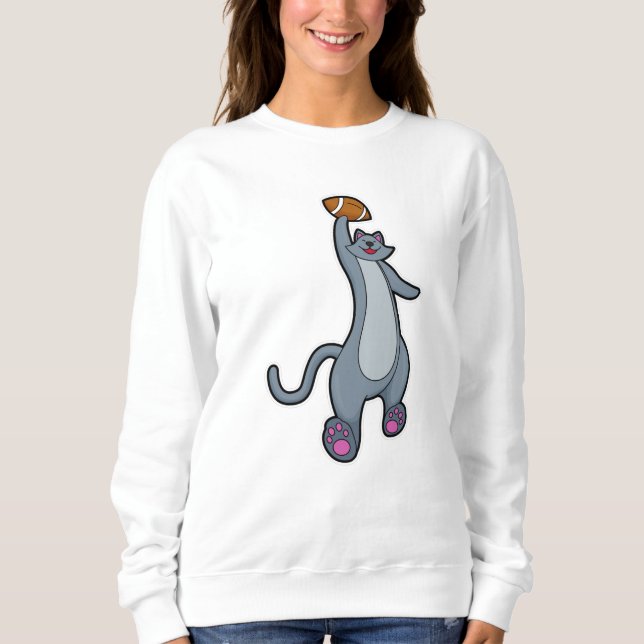 Sudadera Gato como jugador de fútbol con fútbol (Anverso)