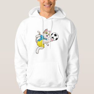 Sudadera Gato como jugador de fútbol con pelota de fútbol