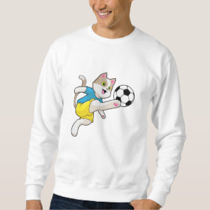 Sudadera Gato como jugador de fútbol con pelota de fútbol