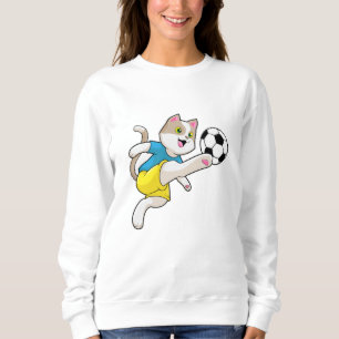 Sudadera Gato como jugador de fútbol con pelota de fútbol