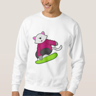 Sudadera Gato como snowboarder con Snowboard