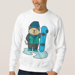 Sudadera Gato como snowboarder con Snowboard