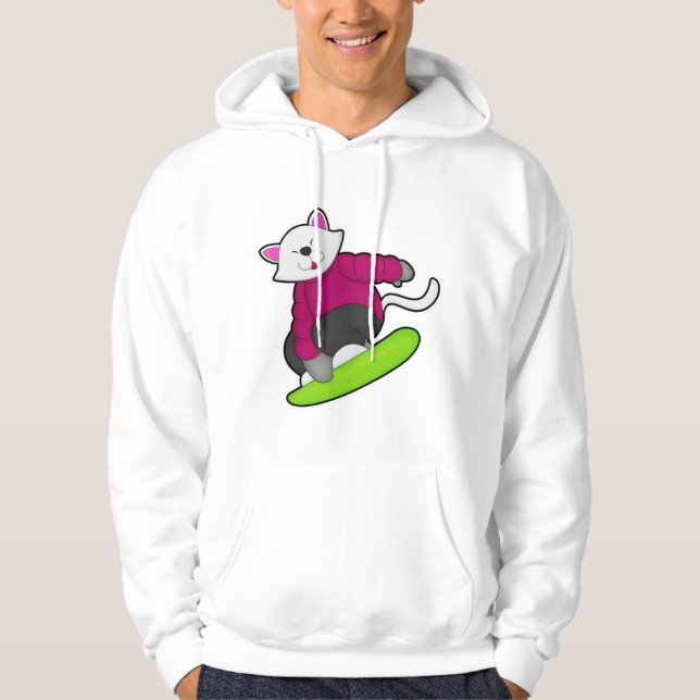 Sudadera Gato como snowboarder con Snowboard (Anverso)