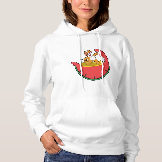 Sudadera Gato como surfista con sandía (Anverso)