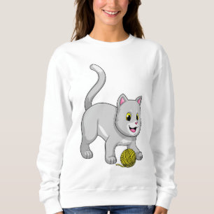 Sudadera Gato con bola de hilo de lana