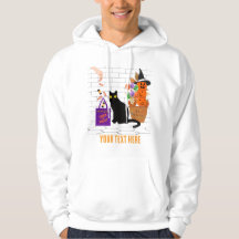 gato con cable con calabaza en halloween editable